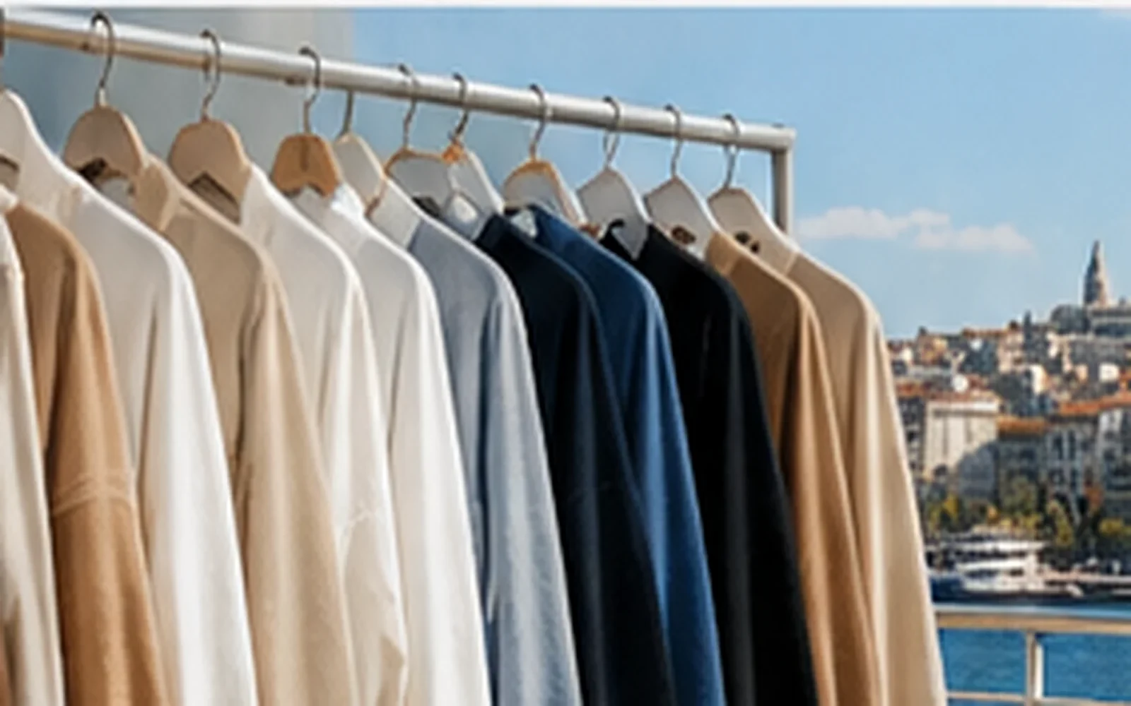 Editorial view of garments on a rail representing seasonal apparel booking activity.